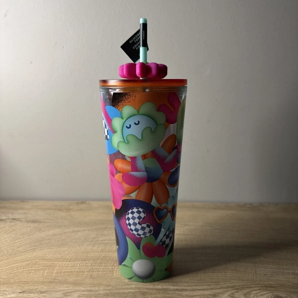Starbucks Tumbler‎ Summer 2025 Cold Cup Multicolor Pink Flower Limited Release